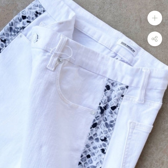 Good American Good Legs White Jeans Snakeskin Stripe Skinny High Rise Cotton 33 - Picture 3 of 5